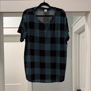 Sew In Love Black and Blue Plaid Short Sleeve Top